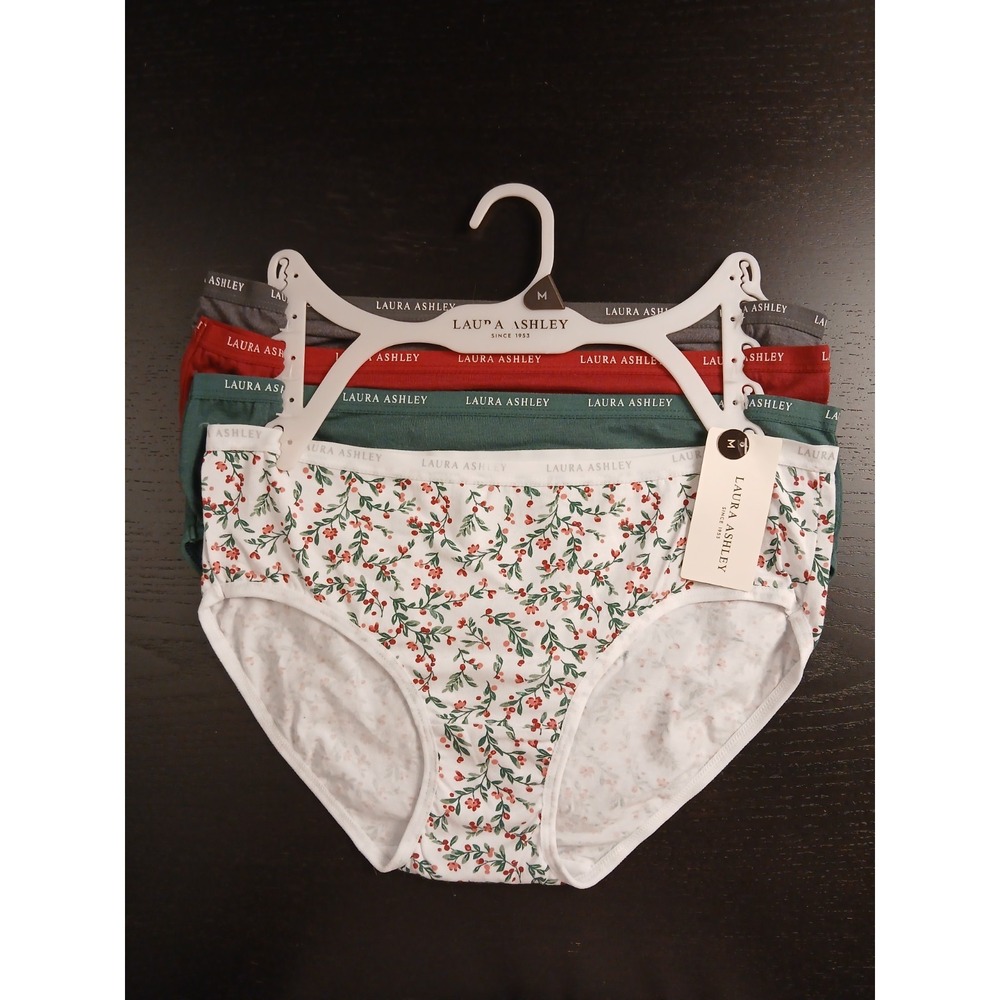 Laura Ashley Women's cotton stretch Hipster panties 4-Pair size Medium